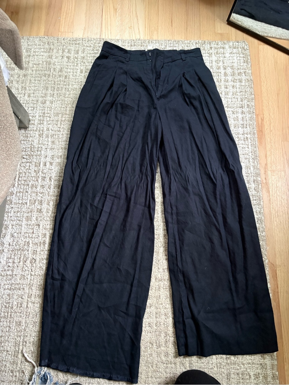 Maeve Black Wide-Leg High-Rise Pants
